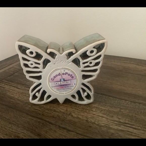 Candle Pots Butterfly Pottery Candle Holder NWT - Picture 3 of 6